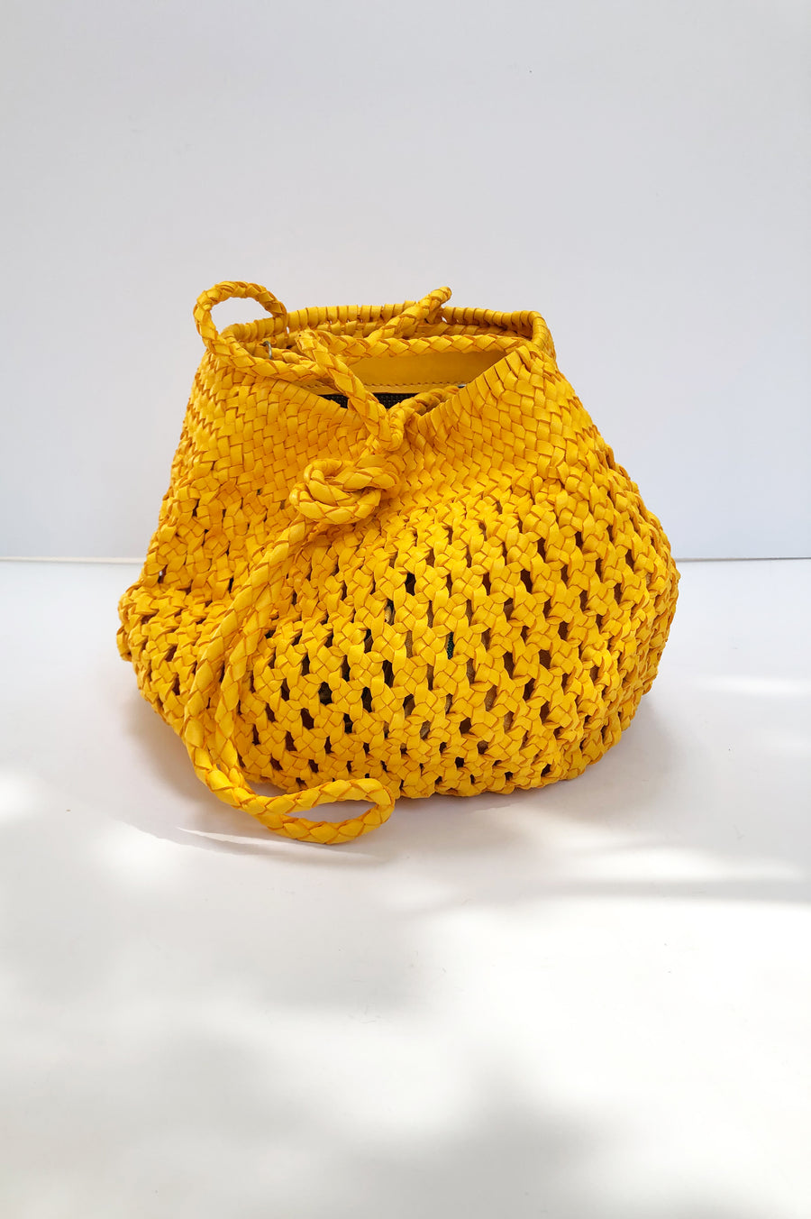 Woven Leather Bag - Yellow