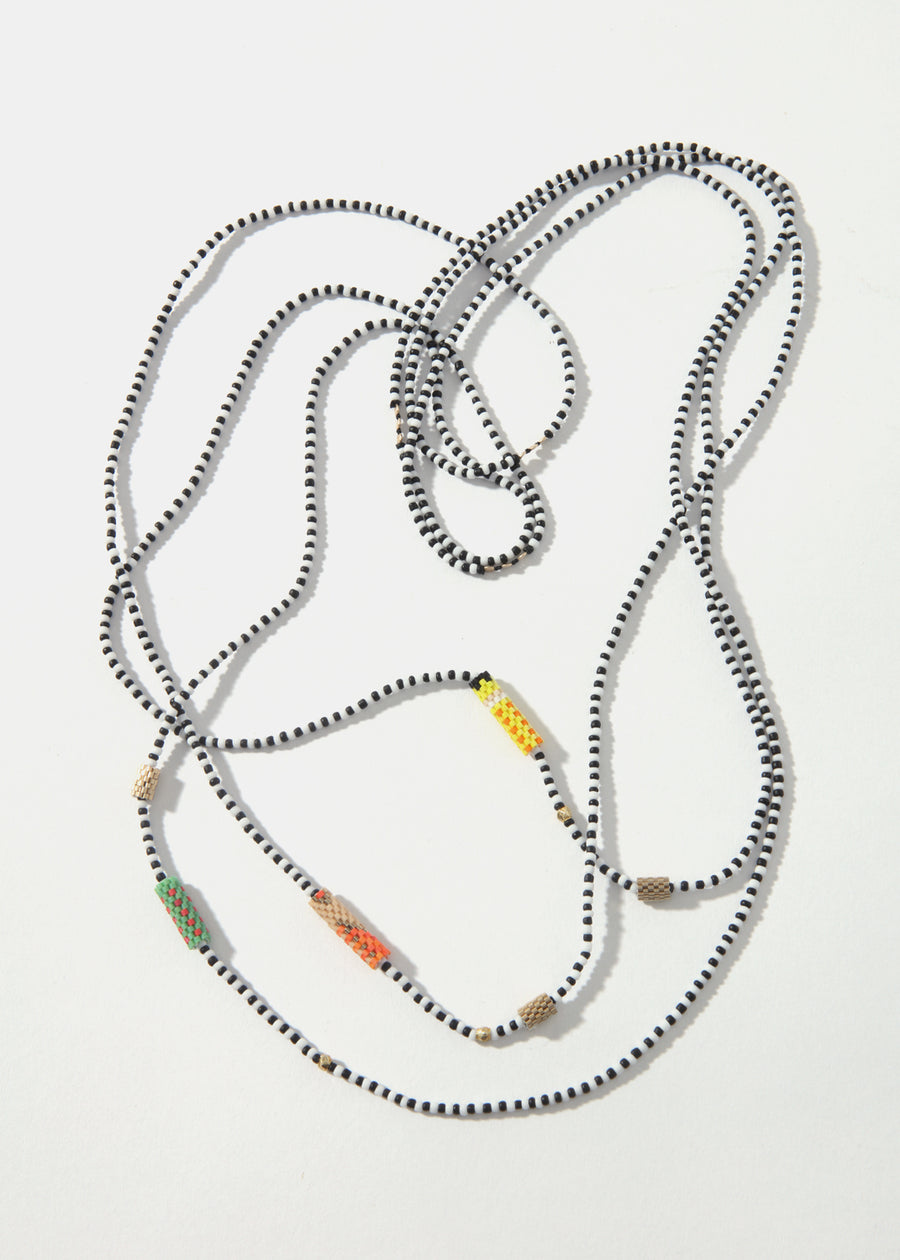 LaLoba Necklace -Black 7 White with Color Bead