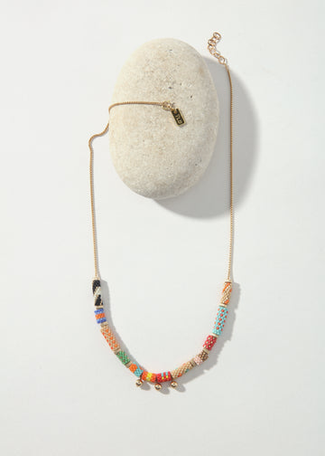 LaLoba Necklace - Woven Beads on Chain