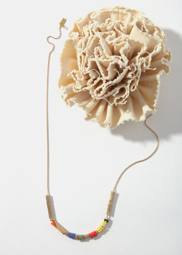 LaLoba Necklace - Woven Beads on Chain Long