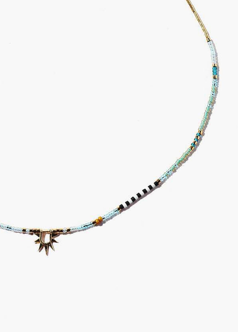 Sister Sun Rays Short Blue Necklace