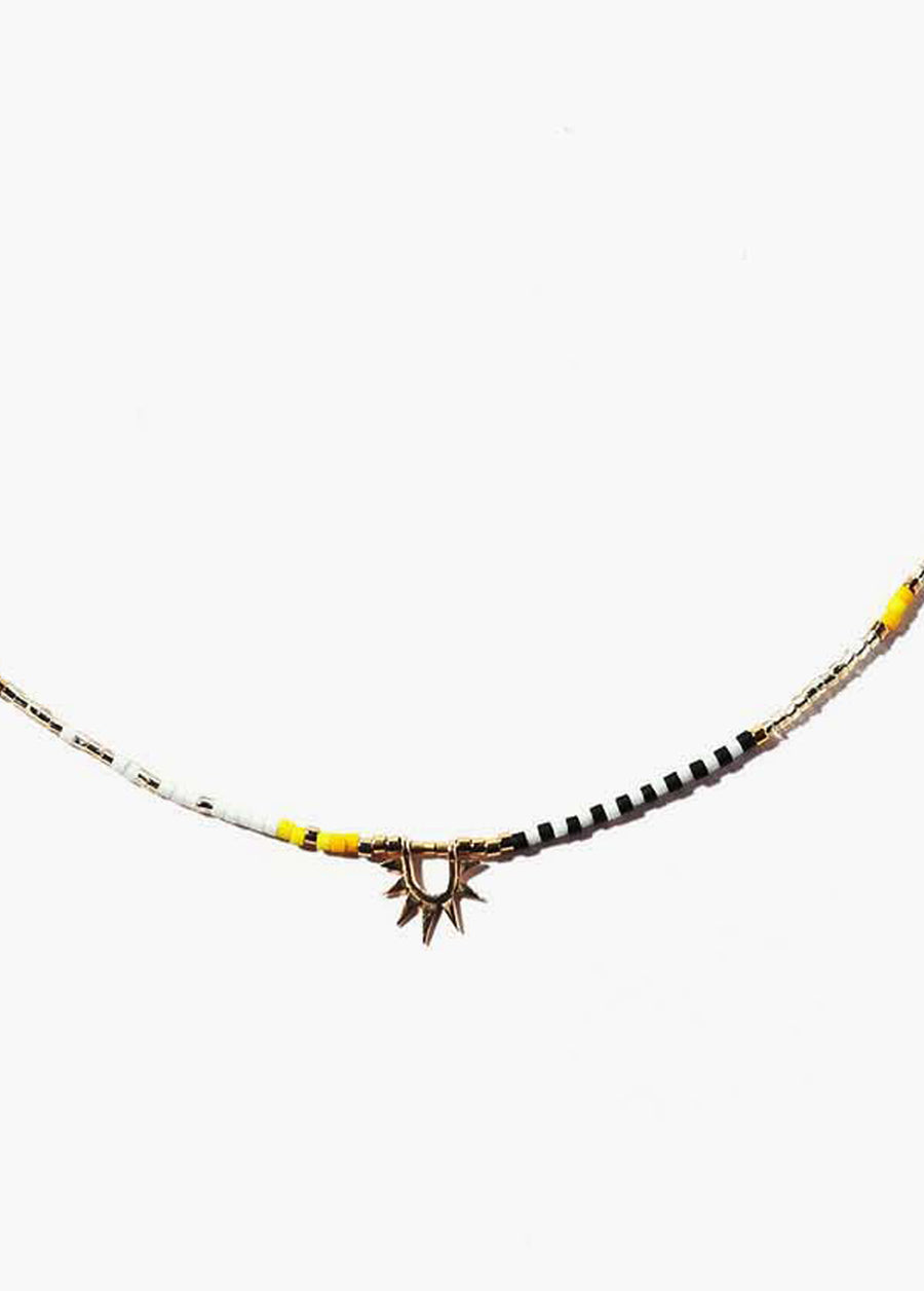 Sister Sun Rays Short Yellow Necklace