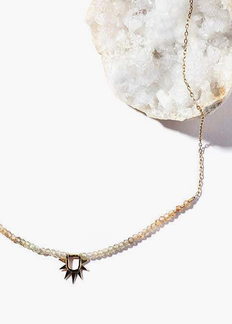 Sister Sun Rays Short Half Zircon Necklace