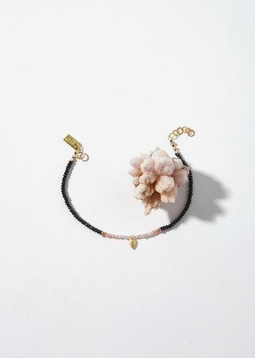 ÖNA Bracelet - Black Spinel and Pink Opal with Charm