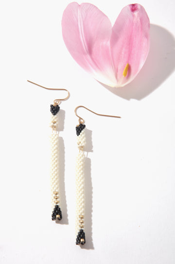 Queen & Tulip Tubes in Black and White Earrings
