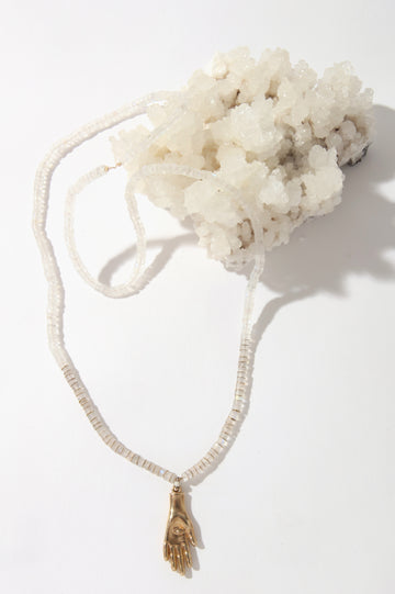Queen & Tulip Giving Hand on Moonstone Necklace