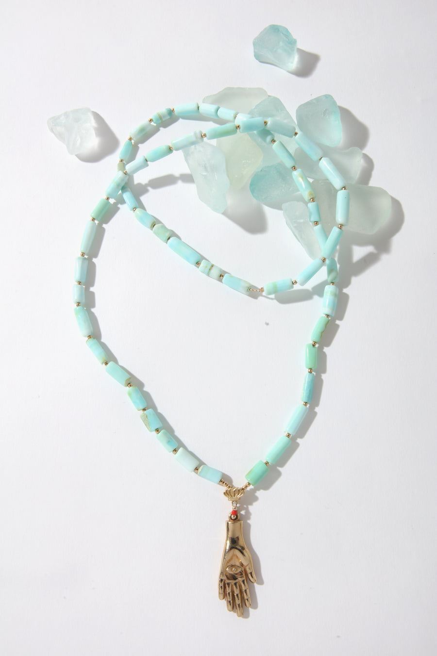 Queen & Tulip Giving Hand on Opals Necklace