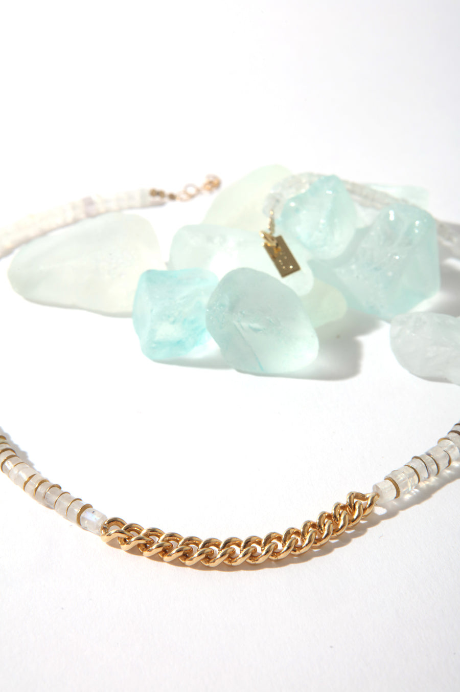 Queen & Tulip Chain Moonstone Short Necklace