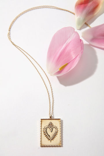 Queen & Tulip Heart Pendant Necklace