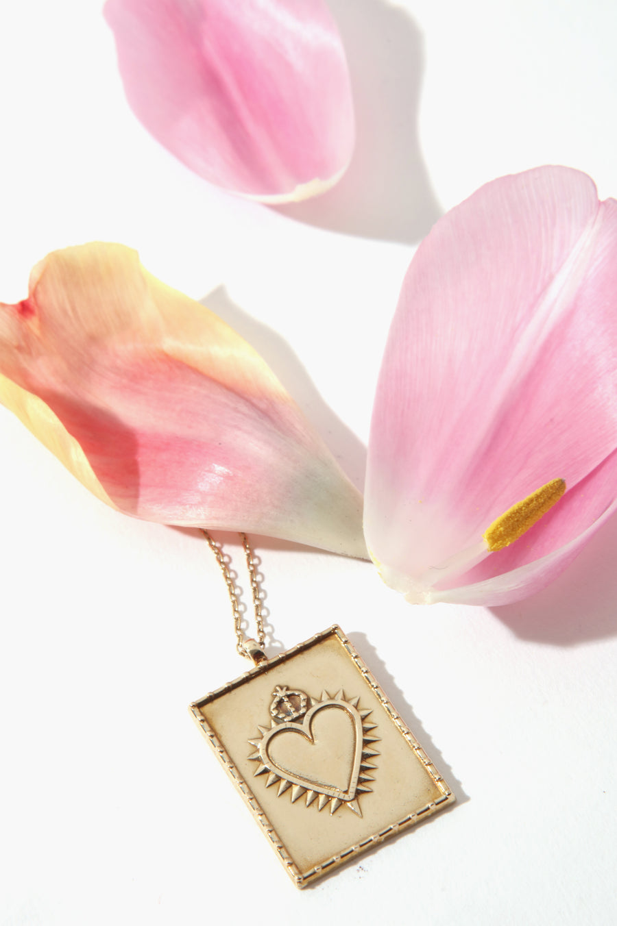 Queen & Tulip Heart Pendant Necklace