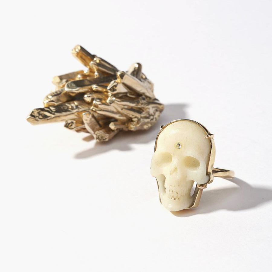 Custom Skully Ring with Diamond