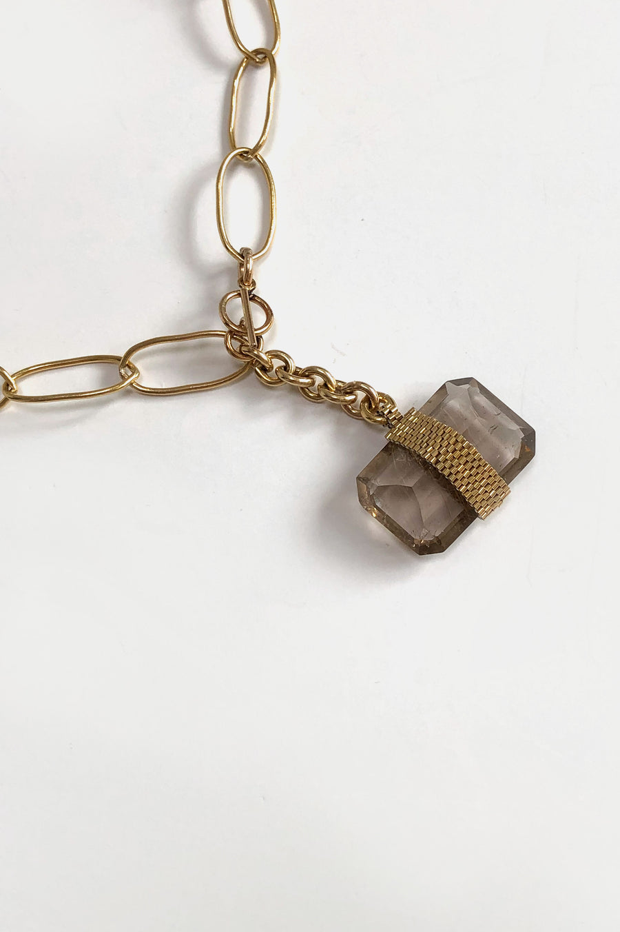 Mixed Chain Wrapped Rutilated Quartz Necklace