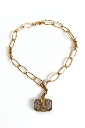 Mixed Chain Wrapped Rutilated Quartz Necklace