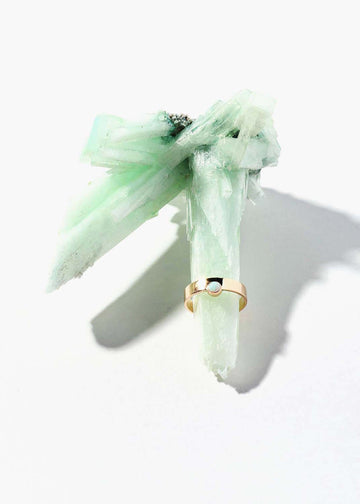 Sister Sun 14k Ring Band with Opal