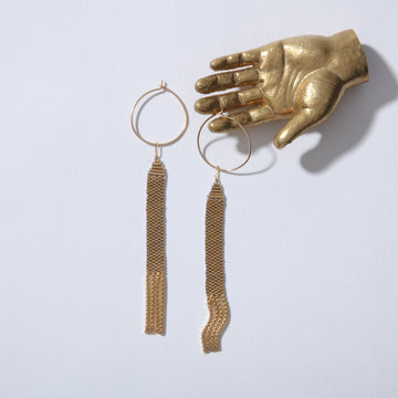 Sagrado Peyote Earrings - Gold Fringe