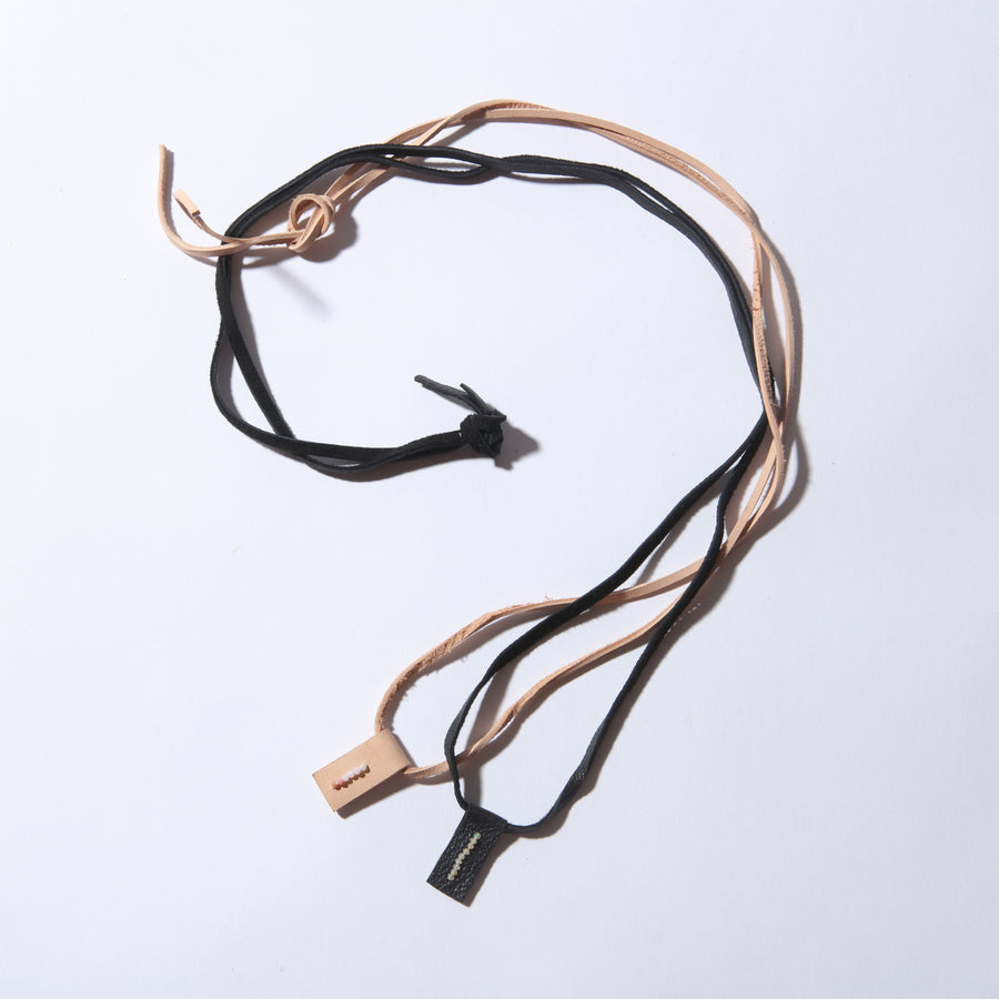 Sagrado Necklace - Leather Tag with Opals