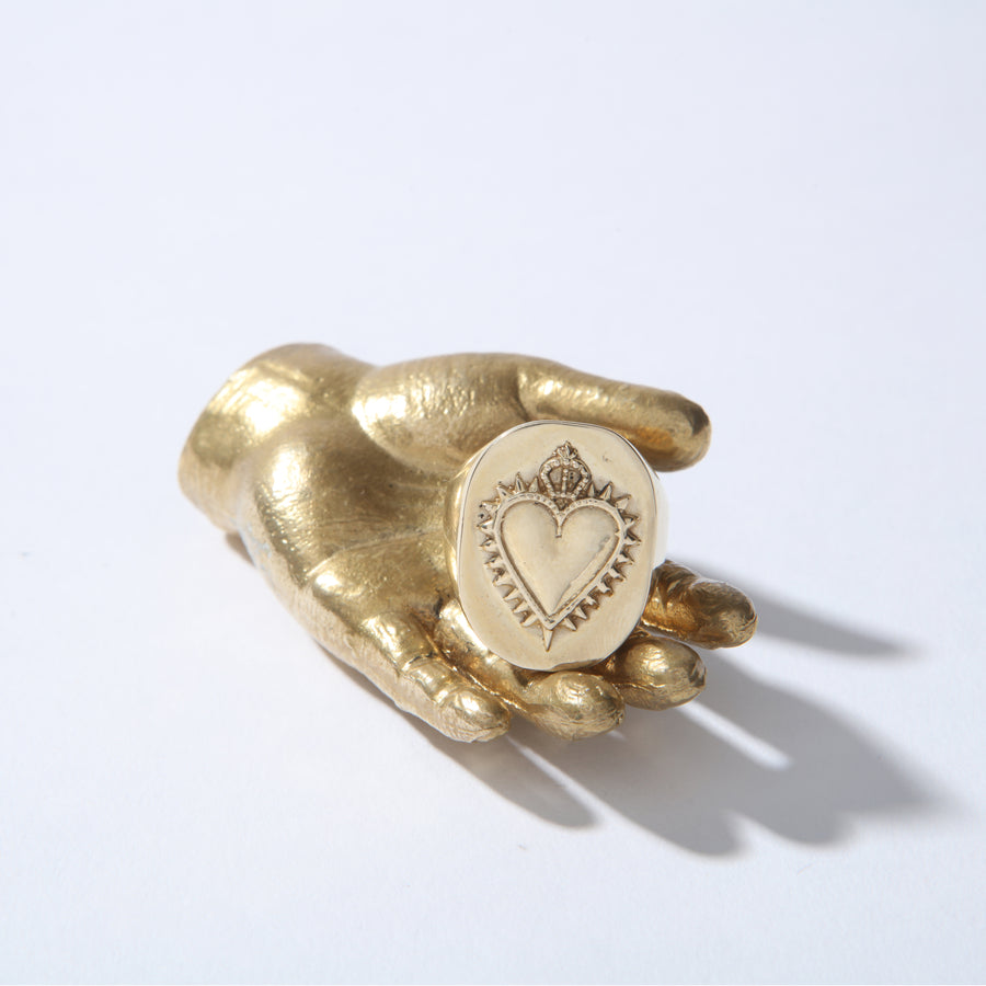 Sagrado Signet Ring with Crowned Heart