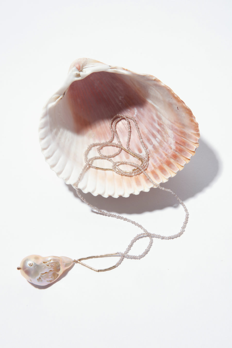 Serpent Long Pearl and Diamond Necklace